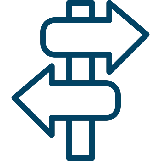 Decision making: icona che rappresenta un palo volto a dare indicazioni, una frecci averso destra e una verso sinistra